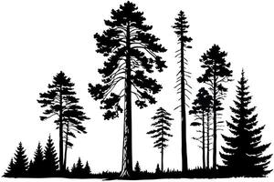 Forest of tall trees in a monochrome style, ideal for eco friendly and wilderness themed creative works vector