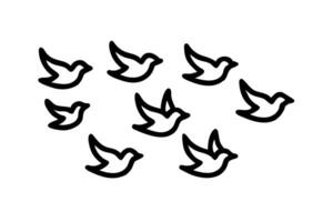 Illustration of birds in flight, showing various bird shapes in a minimalistic black and white design vector