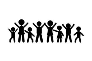Inclusive family and children holding hands in silhouette, symbolizing support, diversity, community and togetherness vector