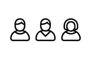 Set of outlined and filled avatar symbols of corporate people including men and women in circular frames for web and app UI UX vector