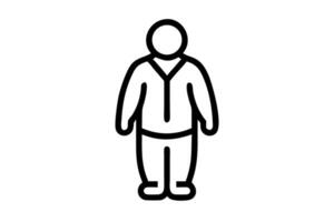 Stick figure character in minimalist style representing a man standing in front view, black outline on white background vector