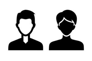 Simplified human outlines representing gender diversity, with a neutral, featureless design focusing on equality and unity in a minimalist style vector