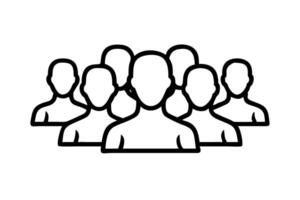 Silhouette icons of anonymous people standing in formation, representing unity, organization, equality and collaboration vector