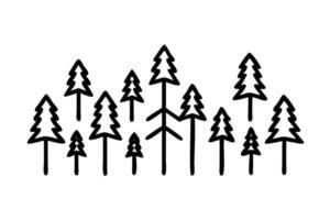 Silhouette illustration of pine trees in black and white, perfect for environmental and outdoor projects vector