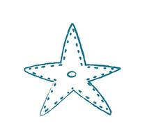 Underwater starfish silhouette chalk style. Marine creature shape in a whimsical design. Underwater context, flat visual style, suitable for summer projects. vector