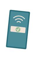 Payment phone icon. Cash transfer with wallet. Digital finance, flat graphic, suitable for business concepts and online transactions. vector
