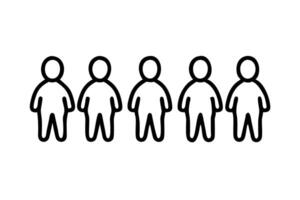 Crowd of simple human figures forming a line and holding hands, representing teamwork, equality, and social collaboration vector