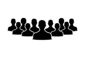 Stylized representation of faceless individuals in social groups, symbolic of inclusion, unity, support and global connection vector