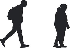 Contrast between a man and woman in profile, showing stark silhouettes for a theme of opposites, differences, or duality in relationships vector