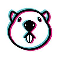 Cute beaver head icon on white background vector