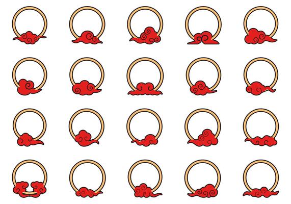Circle Chinese Wind Sticker Element