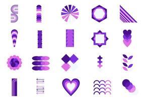 Retro Geometric Risograph Element Set vector