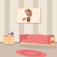 A pink couch and a table with a plant on it vector