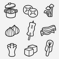 set of hot pot with outline style good for icon, symbol, logo, element design, coloring book, coloring page, etc vector