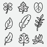 set of leaf with outline style good for symbol, icon, element design, coloring book, coloring page, etc vector