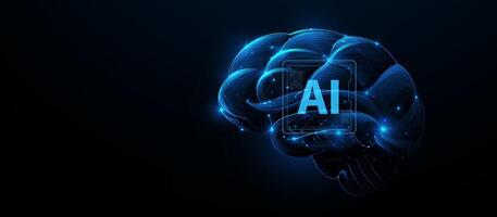 Artificial Intelligence Brain in Futuristic Digital Design vector