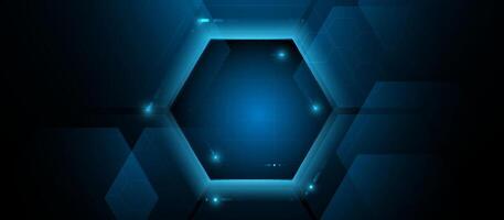 Futuristic Hexagonal Technology Background in Blue Tones vector