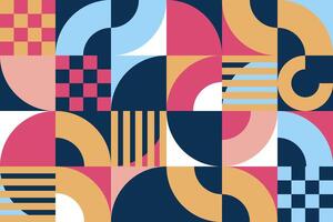Retro Rhythms Geometric Bauhaus Pattern with Stripes and Grids vector