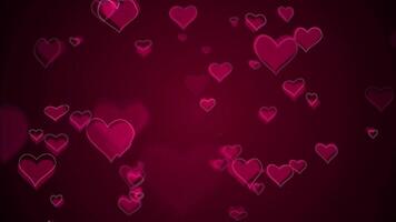 Cute red love hearts on dark red gradient background. This romantic Valentine's Day background is full HD and a seamless loop. video