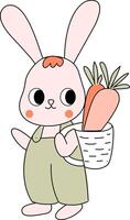spring bunny with carrots vector