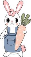 easter bunny with carrot vector