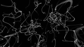 Dynamic abstract background with flowing white line squiggles on black. Chaotic movement and energy. Looping minimalist high contrast animation. video