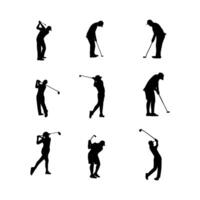 silhouette golfer on white background collection vector