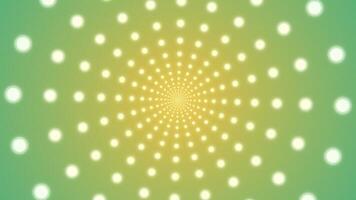 Repeating radial white dots in a circle pattern on yellow green gradient background. Simple vibrant abstract background. video