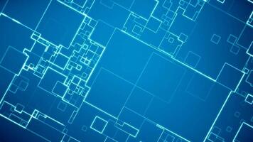 Blueprint style motion background animation with white squares and lines on blue. Architectural building plans concept. video