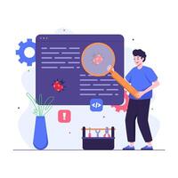 Programmer searching and doing bug fixing vector