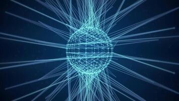 Spinning blue plexus sphere with connecting lines and dots animation. Network connections and communication concept. Looping HD background. video