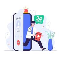 Calling Emergency Medical Support Via Mobile vector