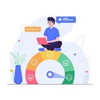 Customers provide satisfaction ratings via a satisfaction meter vector