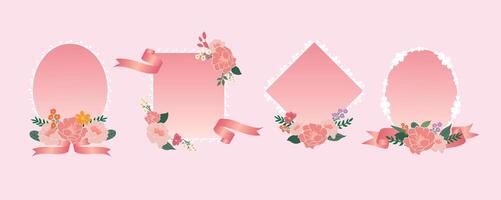 pink flower with white retro frame for mother's day vector