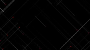 Stylish black and white background animation with gently moving white lines and red dots. This dark minimalist motion background is full HD and a seamless loop. video