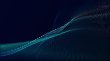 Elegant flowing green digital fractal light wave animation. Stylish minimalist abstract technology background. video