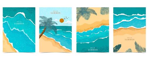 summer landscape background with beach and sand grain texture for vertical a4 design vector