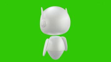 Cute 3D mini Robot character animation rotating 360 degrees. Green screen background. Perfect looping. Artificial intelligence virtual assistant robot. video