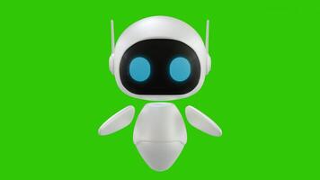 Cute 3D mini Robot character animation with front pointing movement. Green screen background. Perfect looping. Artificial intelligence virtual assistant robot. video