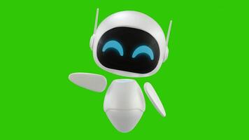 Cute 3D mini Robot character animation with right sideways pointing movement. Green screen background. Perfect looping. video