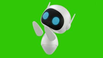 Cute 3D mini Robot character animation with up pointing movement. Green screen background. Perfect looping. Artificial intelligence virtual assistant robot. video