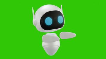 Cute 3D mini Robot character animation with sideways pointing movement. Green screen background. Perfect looping. video