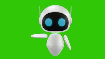 Cute 3D mini Robot character animation with sideways pointing movement. Green screen background. Perfect looping. Artificial intelligence virtual assistant robot. video