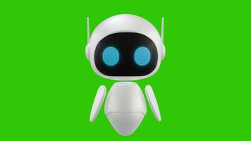 Cute 3D mini Robot character animation. Green screen background. Perfect looping. Artificial intelligence virtual assistant robot. video
