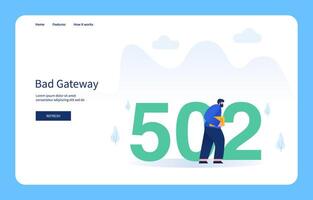 Man Carrying Files Walks Away Leaving Number 502. Bad Gateway For Website And Mobile Site. Empty State vector