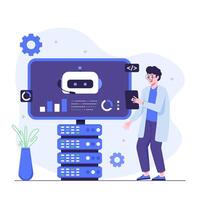 Engineers Developing Robots with Artificial Intelligence vector