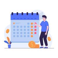 Man work with schedules on calendars for effective time management and project planning vector