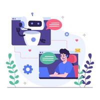 Male User Talking to AI Assistant on Smartphone vector