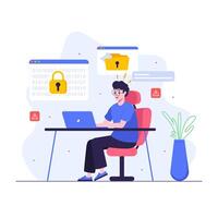 Man in despair because of encrypted data vector
