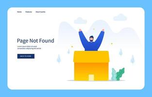 Modern Flat Design Concept, Men Out Of A Cardboard Box. Page Not Found For Website And Mobile Site. Empty State vector